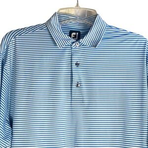 FootJoy Men's Blue Striped Polo Shirt‎ Performance fabric size XL